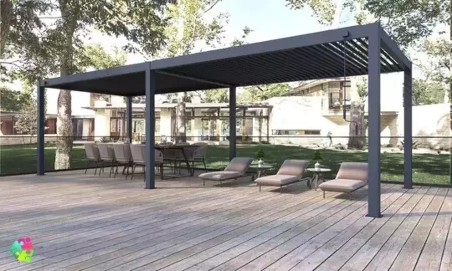 King Louvered Pergola Gazebo 3x8m Spacious Aluminium Structure